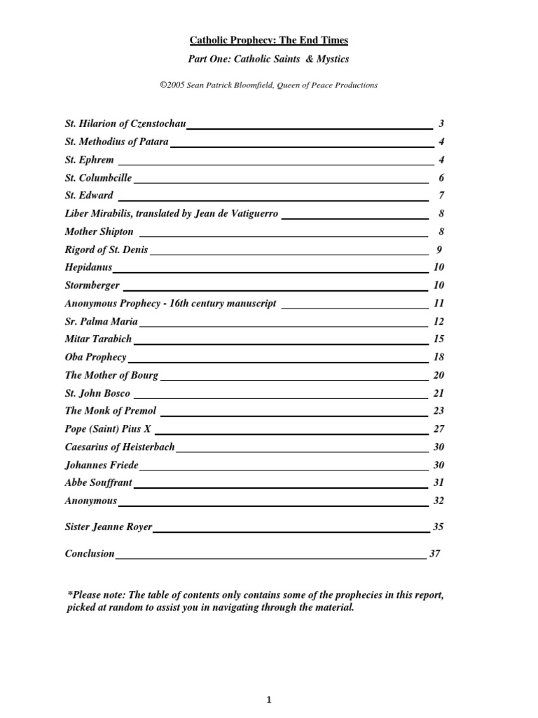 Catholic Prophecy The End Times Antichrist Prophecy