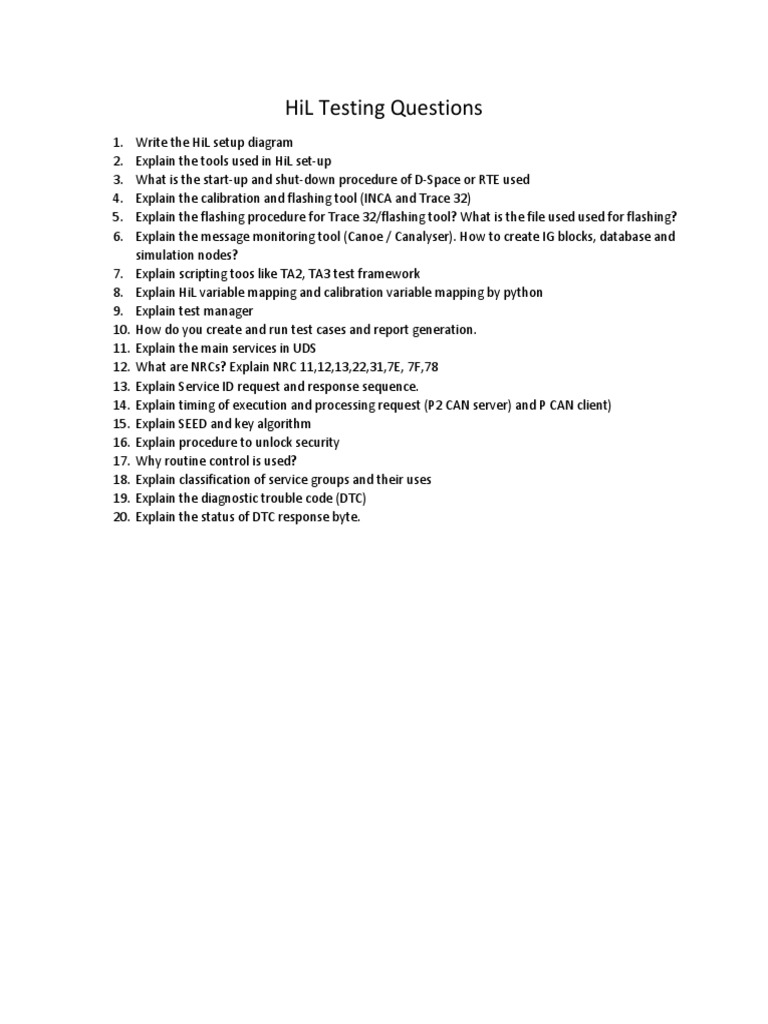 HiL Testing Questions | PDF