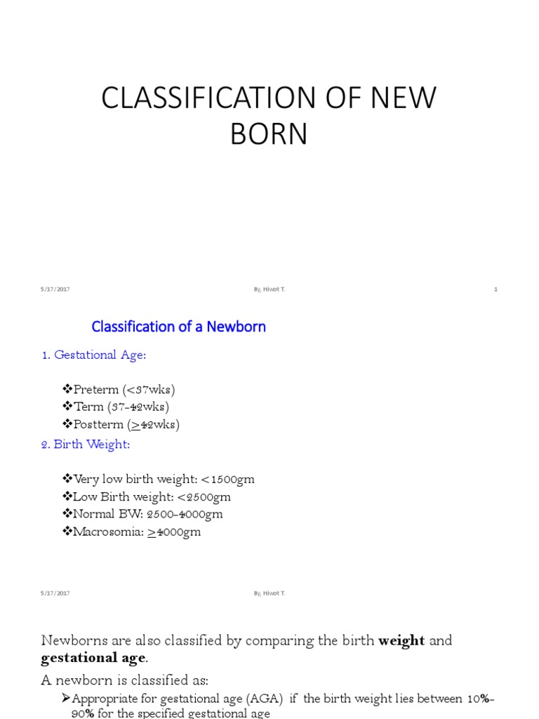 Newborn Classification Guide | PDF | Preterm Birth | Childbirth