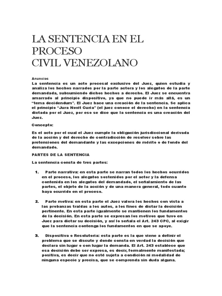 La Sentencia en El Proceso Civil | PDF | Res Judicata | Sentencia (ley)