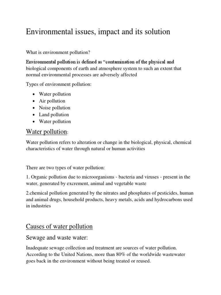 Types and Impact of Environmental Pollution | PDF | Water Pollution ...
