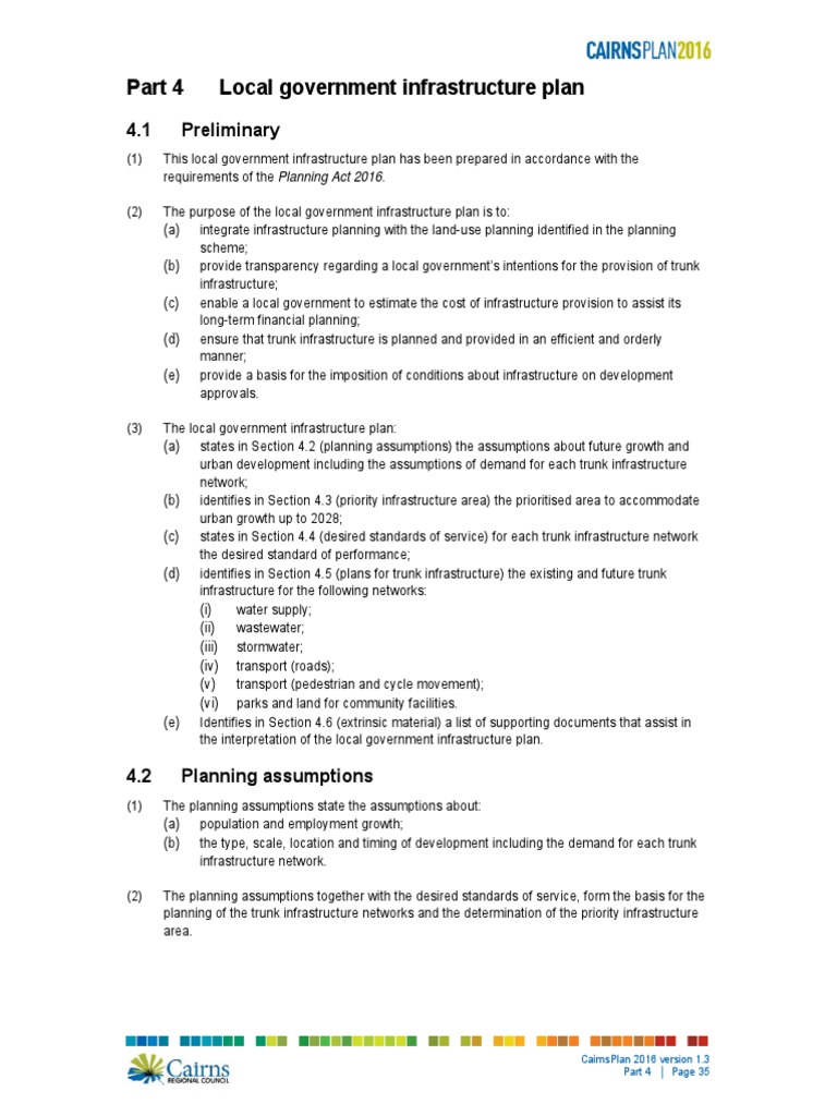 Cairns Local Government Infrastructure Plan | PDF | Flood | Drinking Water