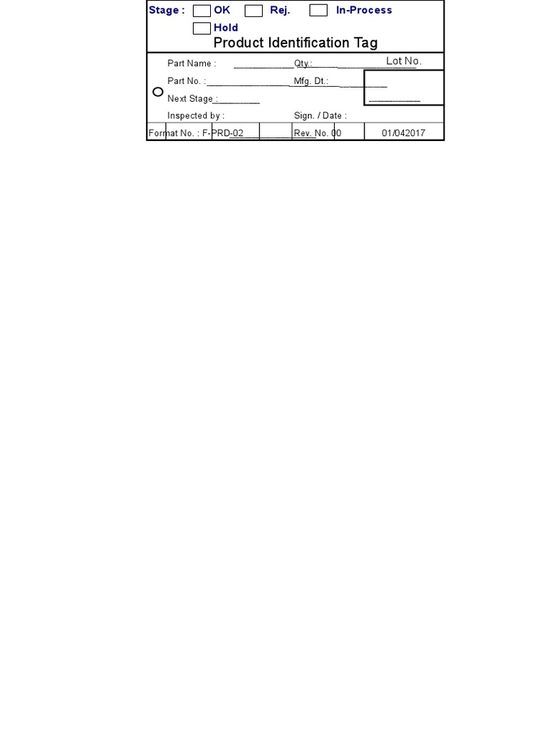 Product Identification Tag Format | PDF
