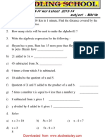 CBSE Class 6 Algebra Worksheet