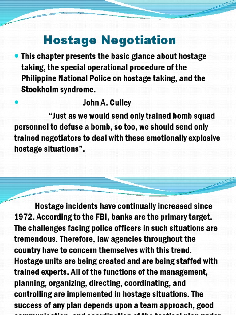 Hostage Negotiation Overview and Tactics | PDF | Hostage | Negotiation