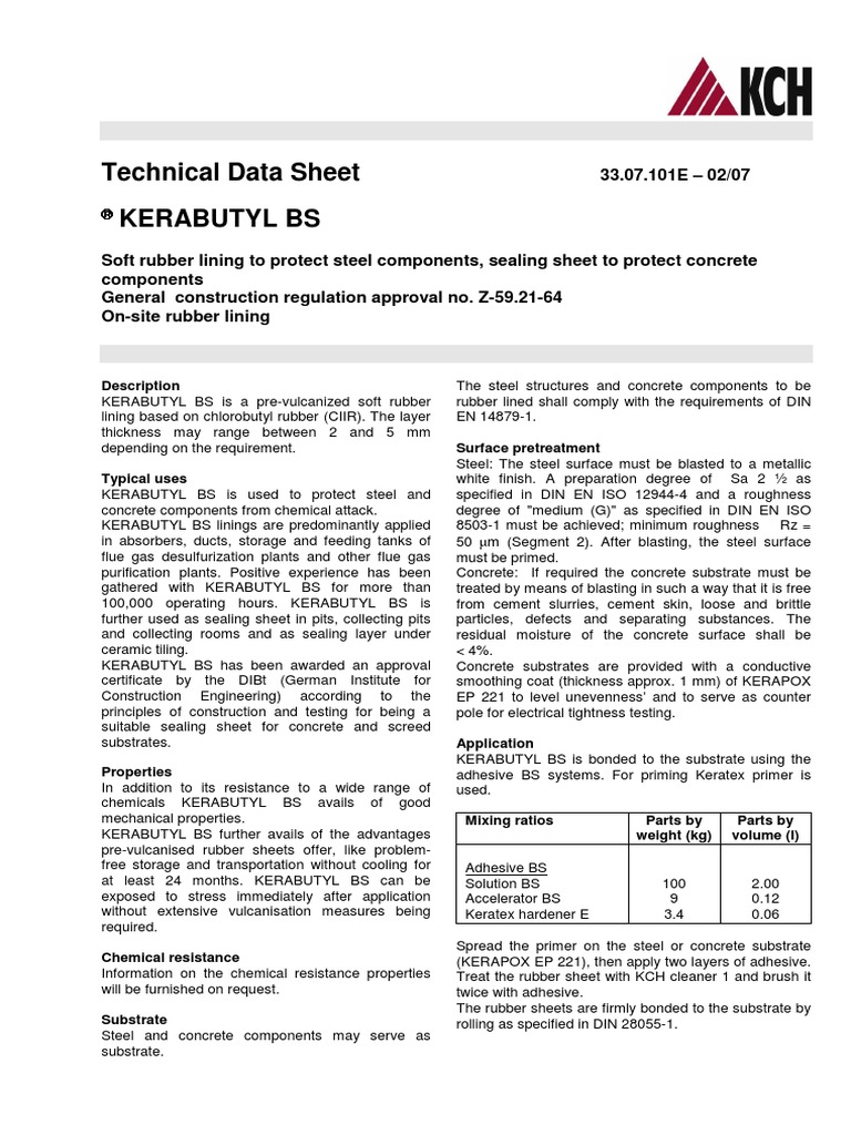 Rubber Lining PDF Adhesive Shelf Life