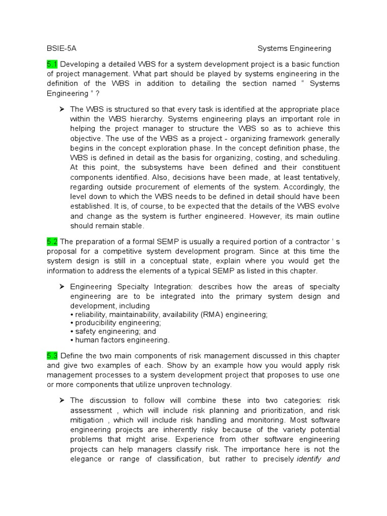 Systems Engineering in WBS Development | PDF | Risk | System