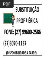 Cartaz de Substituição Profª Erica