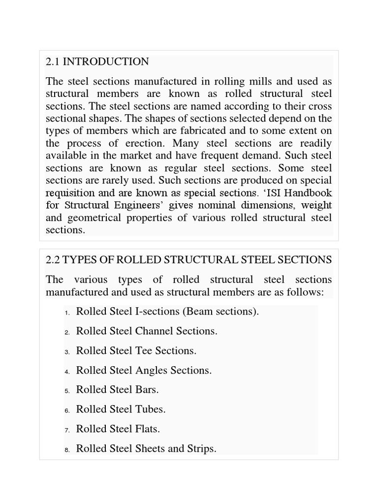 Types of Rolled Steel Sections | PDF | Structural Steel | Beam (Structure)