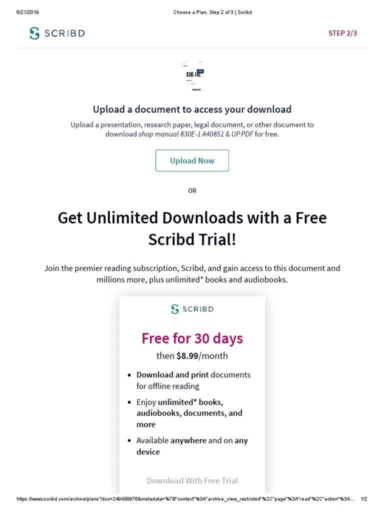 Scribd Subscription Plan Options | PDF