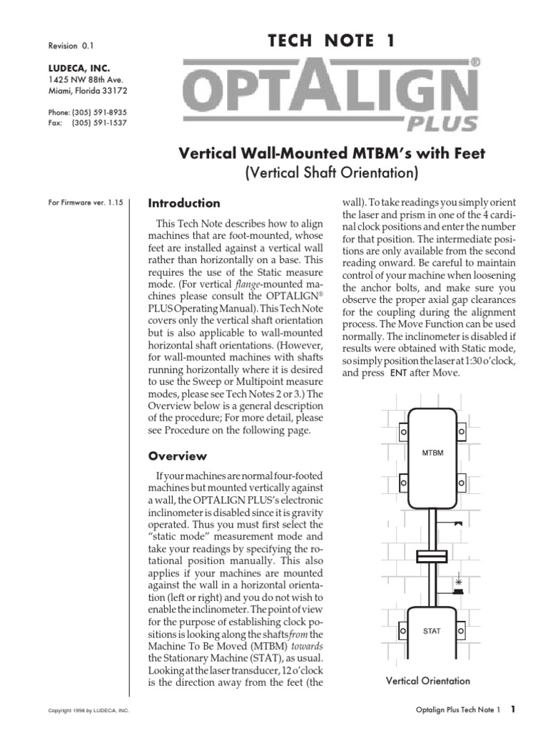 Tech Note 1: Vertical Wall-Mounted MTBM S With Feet (Vertical Shaft ...