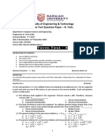 Faculty of Engineering & Technology Term Test Question Paper - B. Tech