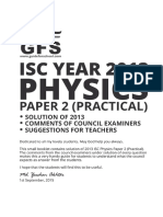 ISC Physics Practical Paper 2 2013 Solved Paper