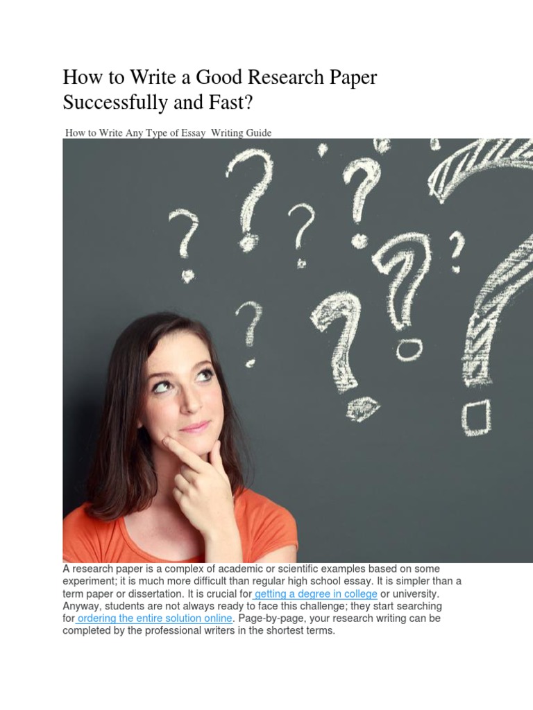 How To Write A Good Research Paper Successfully and Fast? | PDF ...