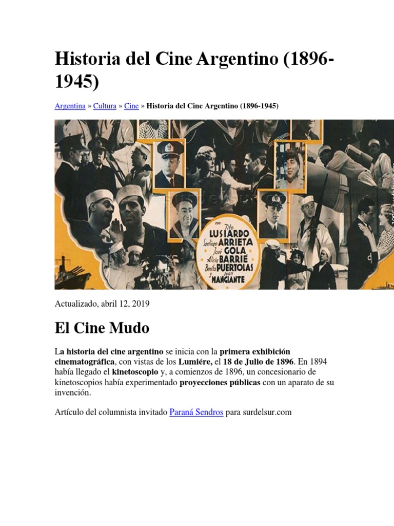 Historia Del Cine Argentino | PDF | Cine
