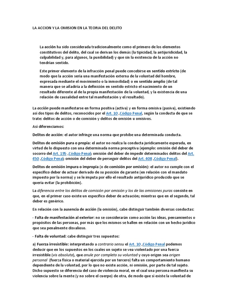 La Accion y La Omision en La Teoria Del Delito | PDF | Derecho penal ...