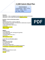 4,000 - 4,500 Calorie Meal Plan: Daily Breakdown Carbohydrates - 600 G - 675 G Protein - 200 G - 225 G Fat - 89 G - 100 G