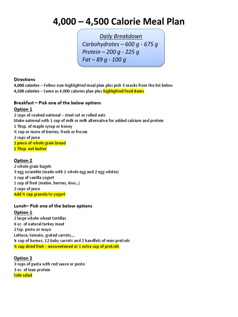 4000 Calorie 6 Meals a Day Plan: Boost Your Energy and Gain Muscle