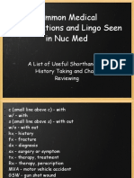 Common Medical Abbreviations and Lingo Seen in Nuc Med: A List of Useful Shorthand For History Taking and Chart Reviewing