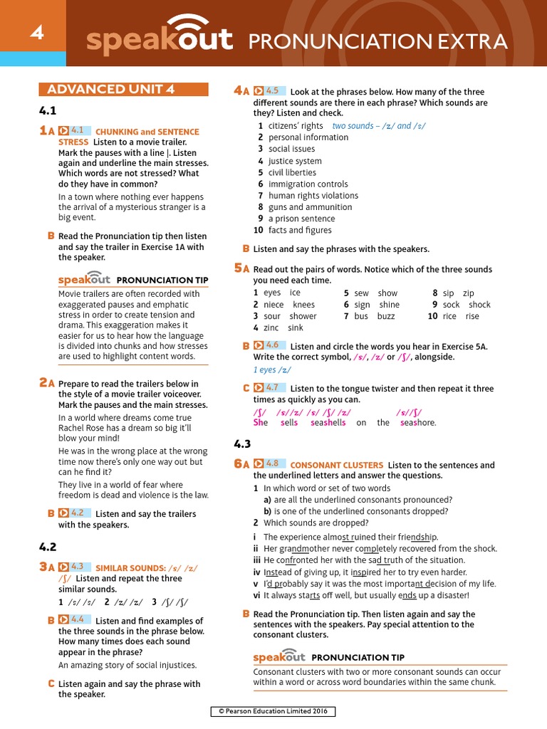 Speakout Pronunciation Extra Advanced Unit 4 | PDF | Stress ...