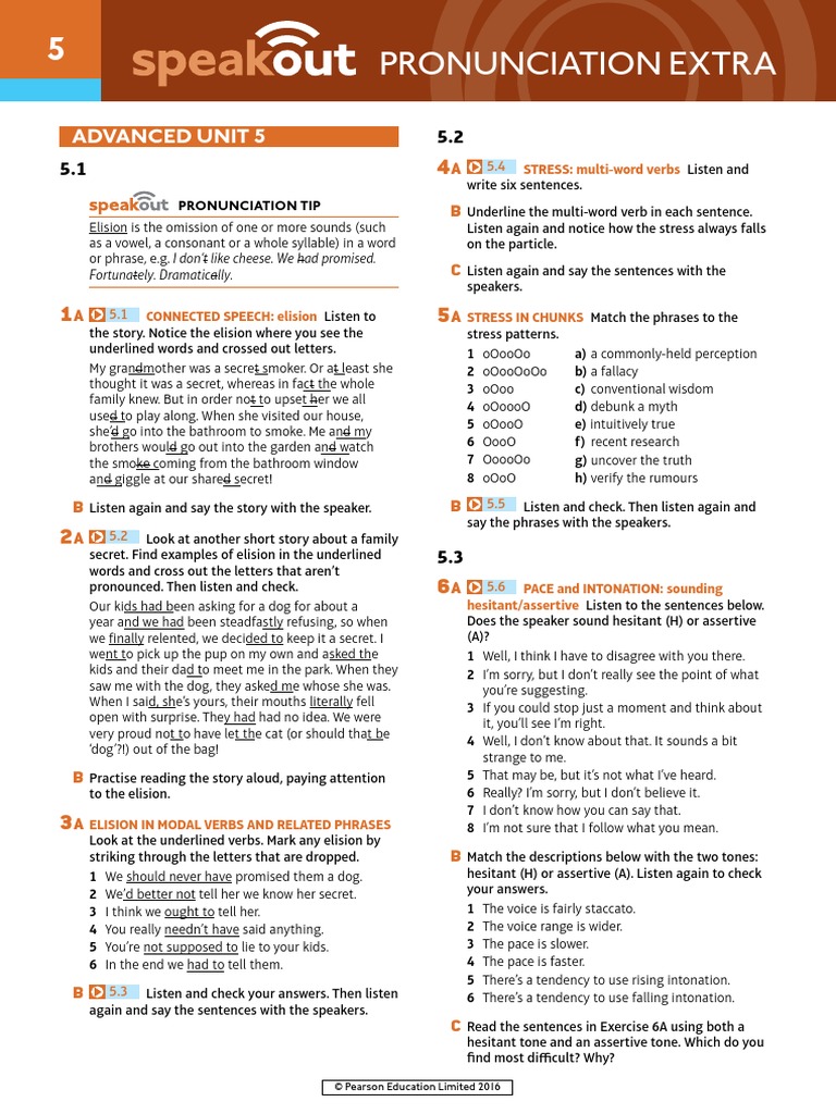 Speakout Pronunciation Extra Advanced Unit 5 | PDF | Stress ...
