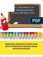 Nama: Rizki Hanifah, S.Pd. NIP: 199506202019022004 Unit Kerja: SMP Negeri 1 Palas