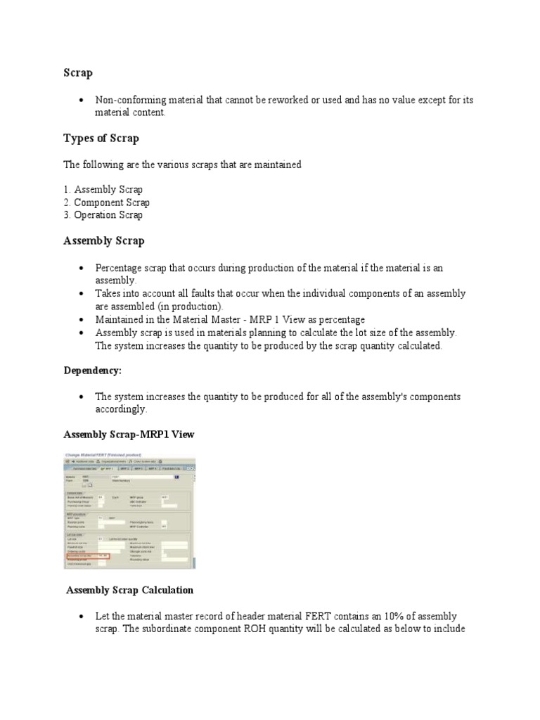Understanding the Different Types of Scrap in Materials Planning and Their Impact on Component