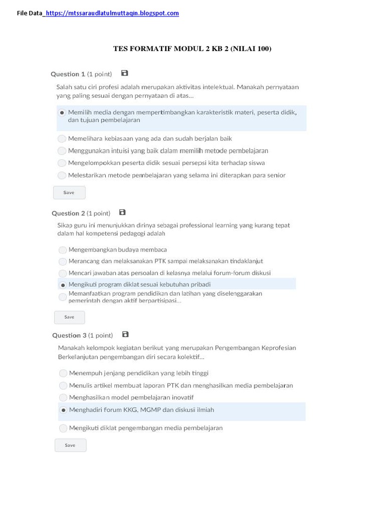 Tes Formatif Sumatif Modul 2 Pedagogik