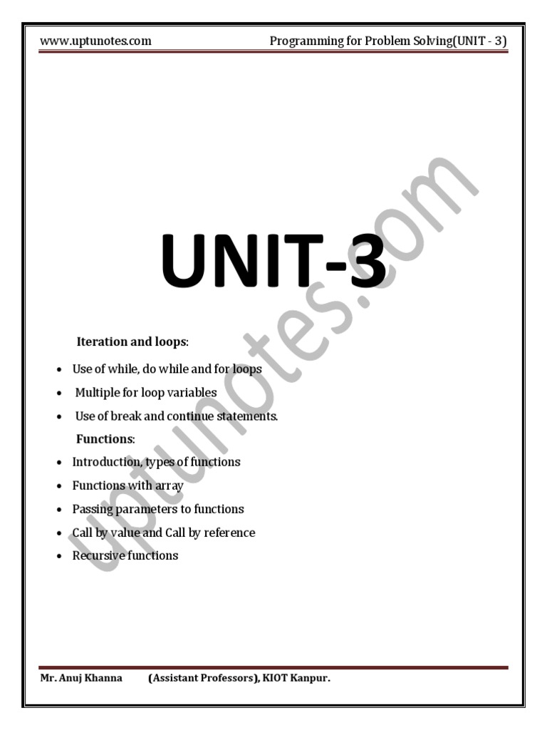 CCP Unit 3 | PDF | Control Flow | Parameter (Computer Programming)