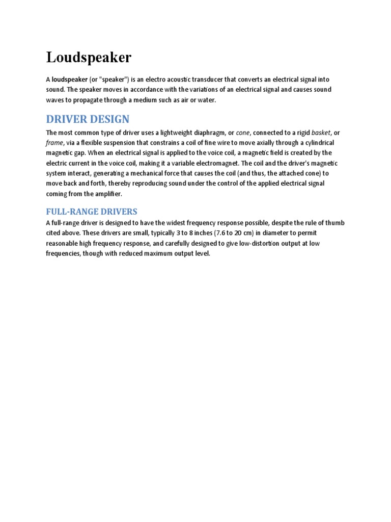 Loudspeaker Design and Functionality | PDF