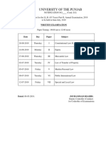 Punjab University LL.B Part-II Exam Date Sheet 2019