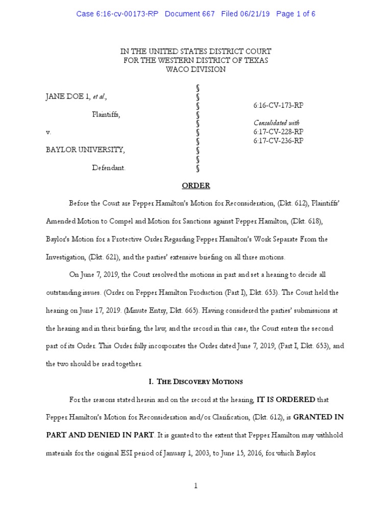 Pepper Hamilton Sanctions PDF Motion To Compel Discovery (Law)