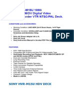 SONY HVR-M15U 1080i HDV/DVCAM/DV Digital Video Player/Recorder VTR NTSC/PAL Deck