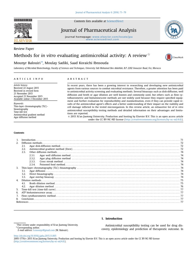 In Vitro Antimicrobial Evaluation Methods | PDF | Microbiology ...