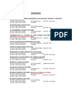 Horários de aulas de disciplinas de Física