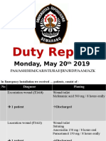 Duty Report, Monday May 20th 2019