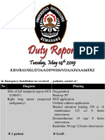 Duty Report, Tuesday May 14th 2019