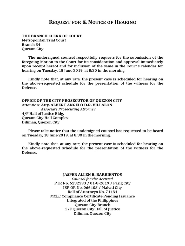 Notice of Hearing PDF
