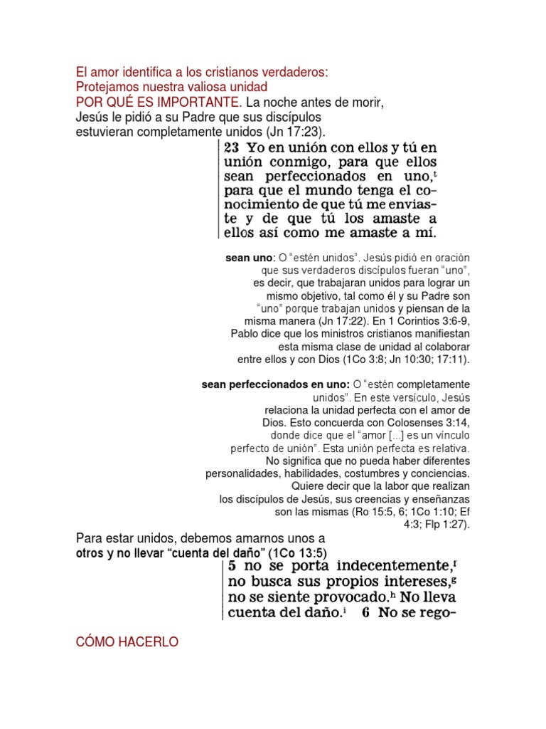 Amor y unidad en la fe cristiana | PDF | Amor | Jesús