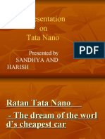 Presentation On Tata Nano: Presented by Sandhya and Harish