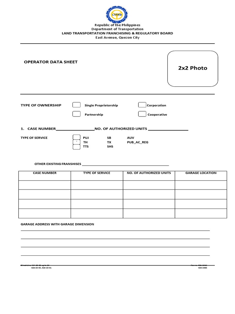 Operators Data Sheet | PDF | Common Law | Government Information
