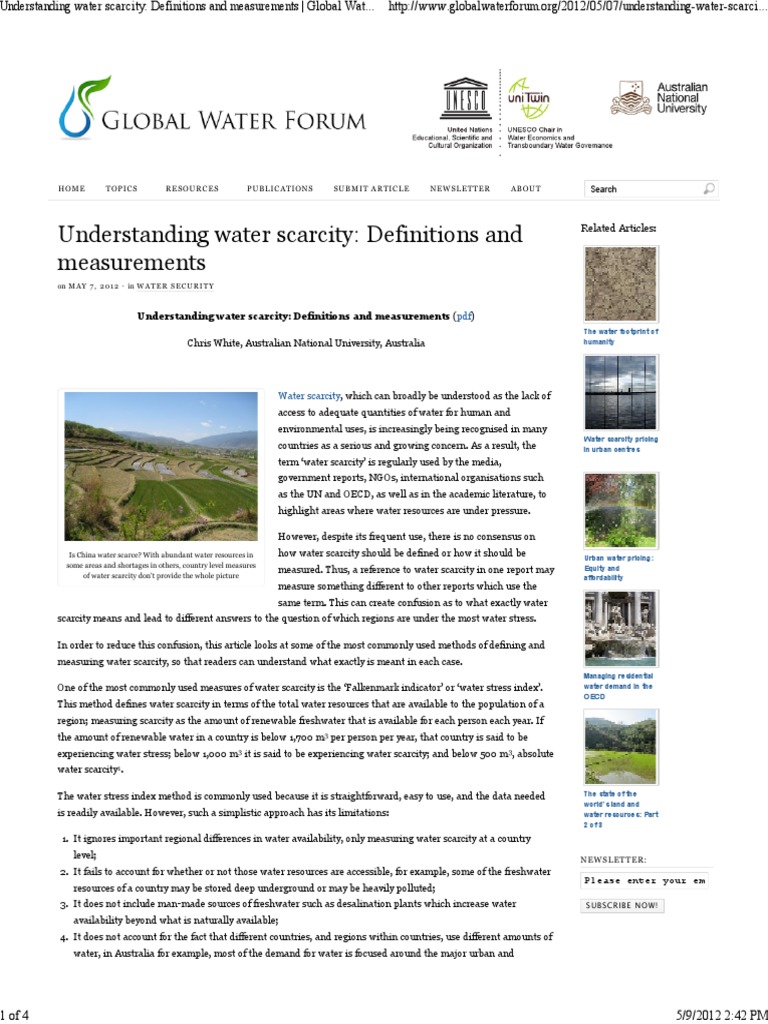 Understanding Water Scarcity | PDF | Water Scarcity | Water Resources