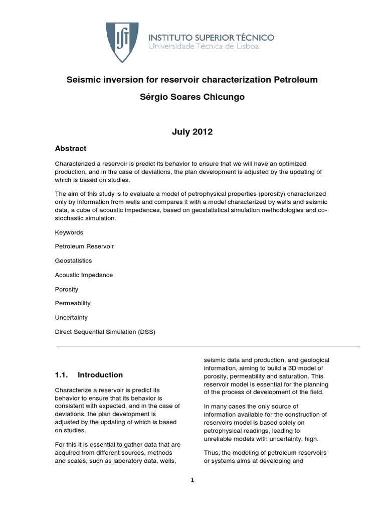 Seismic Inversion for Reservoir Modeling | PDF | Petroleum Reservoir ...