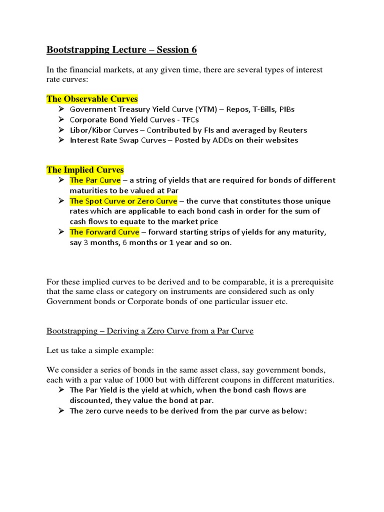 Session 6.4-Bootstrapping Lecture | PDF | Bonds (Finance) | Yield (Finance)