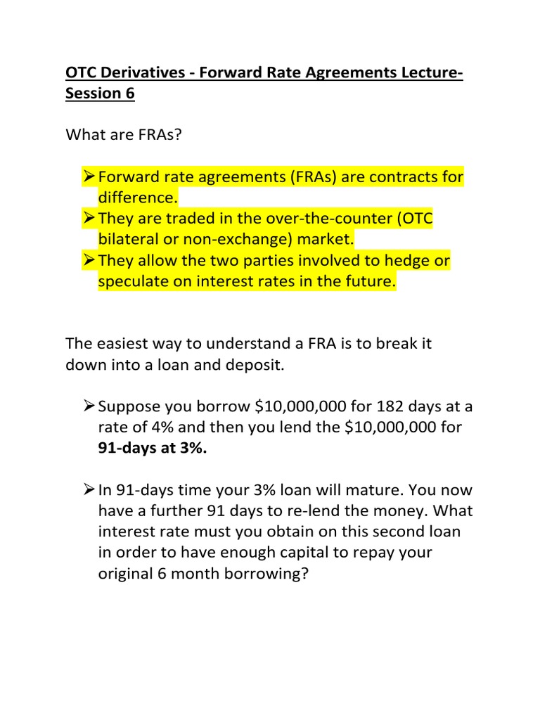 Understanding Forward Rate Agreements (FRAs) | PDF | Over The Counter ...