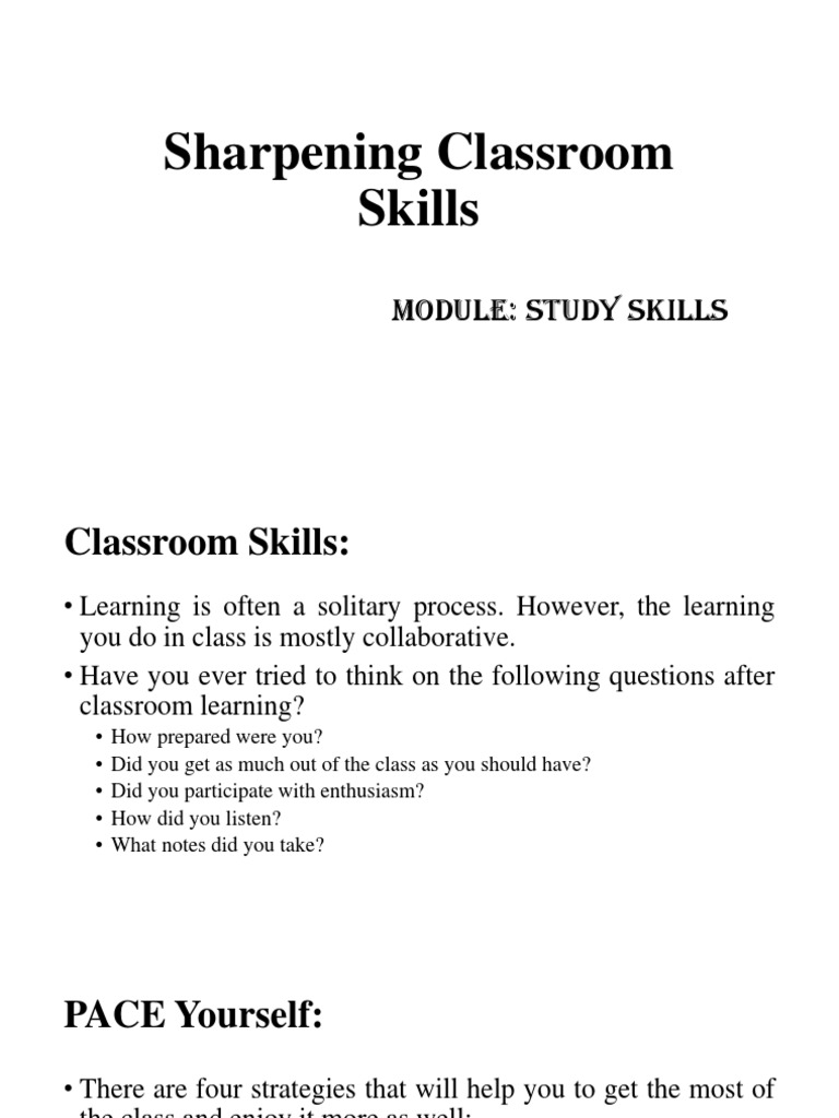 Sharpening Classroom Skills PDF Attention Mind