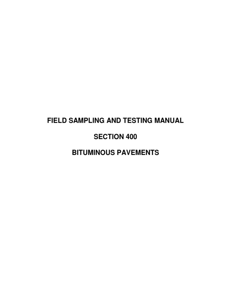 Bituminous Pavements Testing Manual | PDF | Asphalt | Construction ...