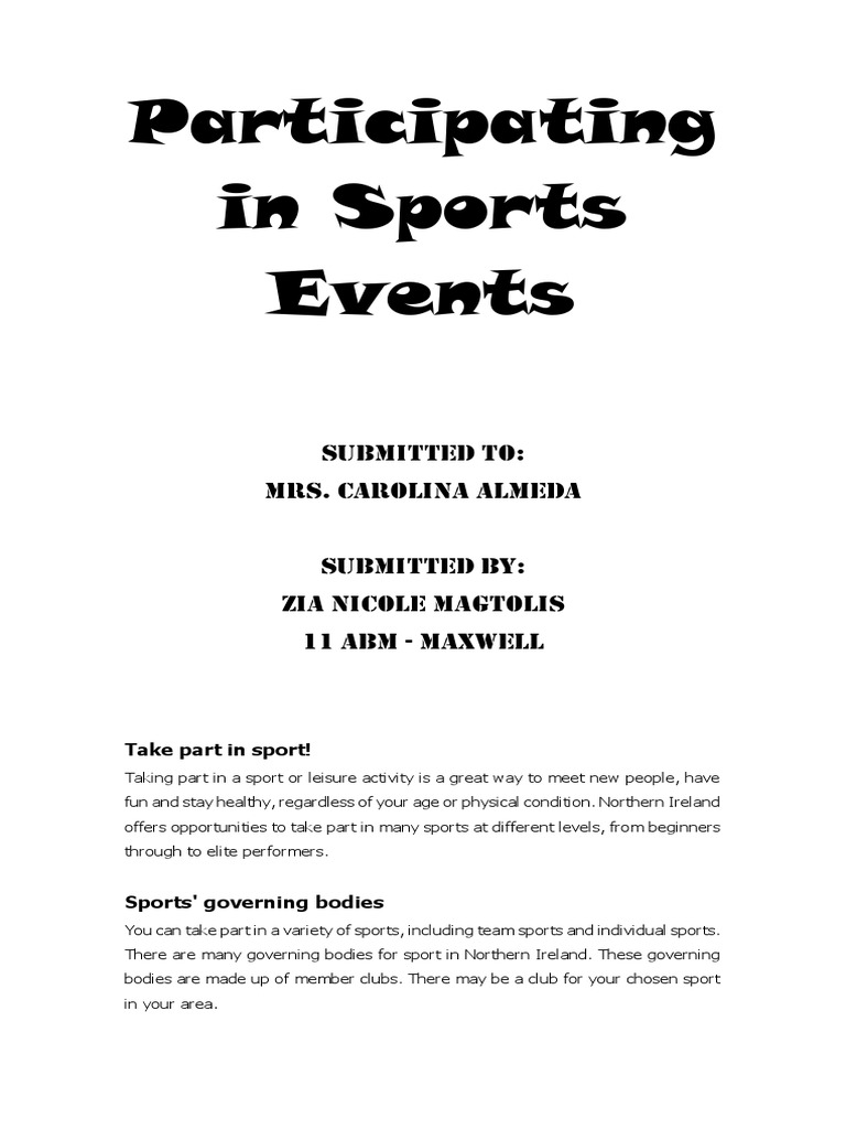 Participating in Sports Events | PDF | Sports | Business