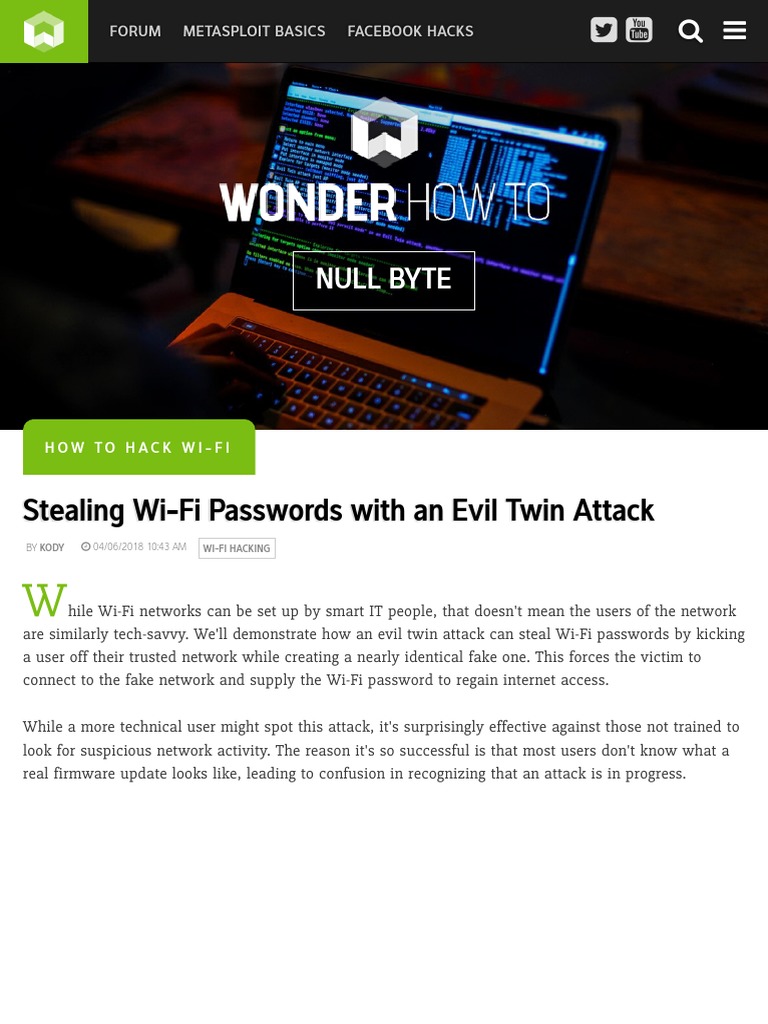 How To Hack Wi-Fi: Stealing Wi-Fi Passwords With An Evil Twin Attack ...