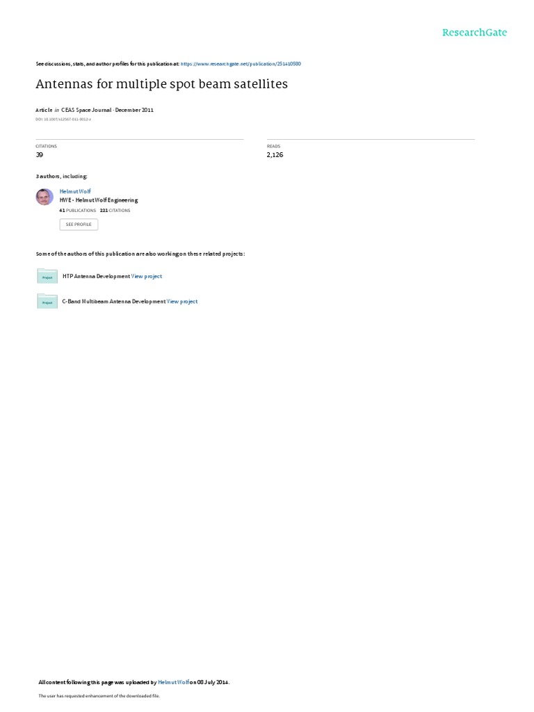 Antennas For Multiple Spot Beam Satellites PDF Antenna (Radio